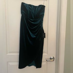 Teal velvet mini dress